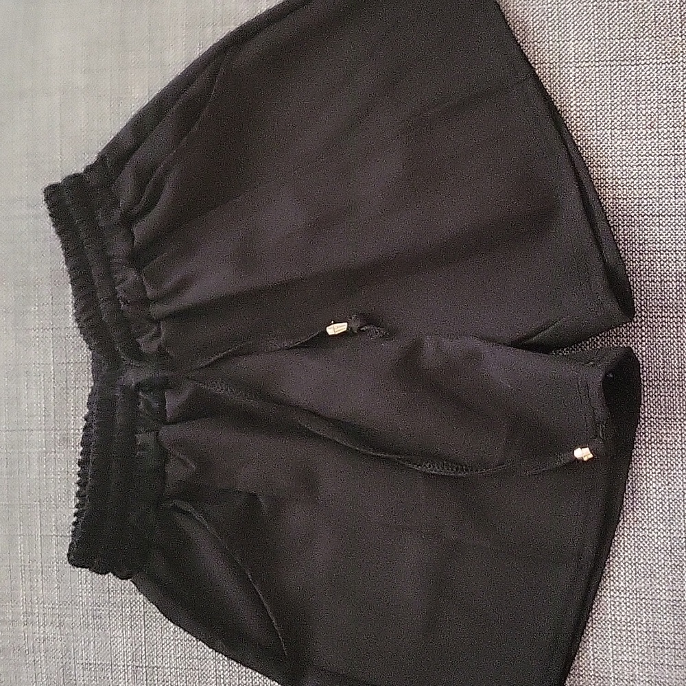 Black linen drawstring shorts